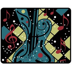 Playful Guitar Double Sided Fleece Blanket (medium)  by Valentinaart