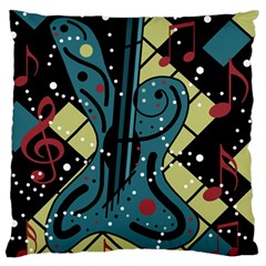 Playful Guitar Large Flano Cushion Case (two Sides) by Valentinaart