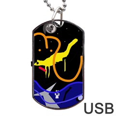 Crazy Dream Dog Tag Usb Flash (two Sides)  by Valentinaart