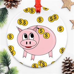 Piggy Bank  Ornament (round)  by Valentinaart