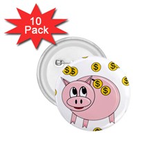 Piggy Bank  1 75  Buttons (10 Pack) by Valentinaart