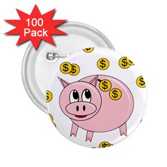 Piggy Bank  2 25  Buttons (100 Pack)  by Valentinaart