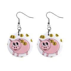 Piggy Bank  Mini Button Earrings by Valentinaart