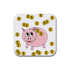 Piggy Bank  Rubber Coaster (square)  by Valentinaart