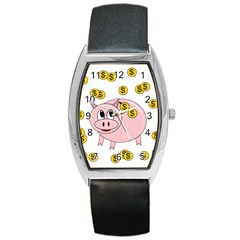 Piggy Bank  Barrel Style Metal Watch by Valentinaart