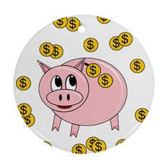 Piggy Bank  Round Ornament (two Sides)  by Valentinaart