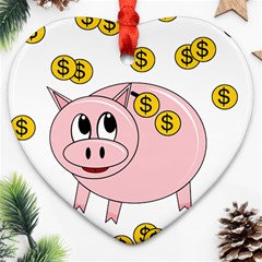 Piggy Bank  Heart Ornament (2 Sides) by Valentinaart