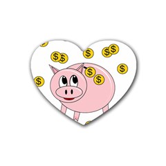 Piggy Bank  Rubber Coaster (heart)  by Valentinaart