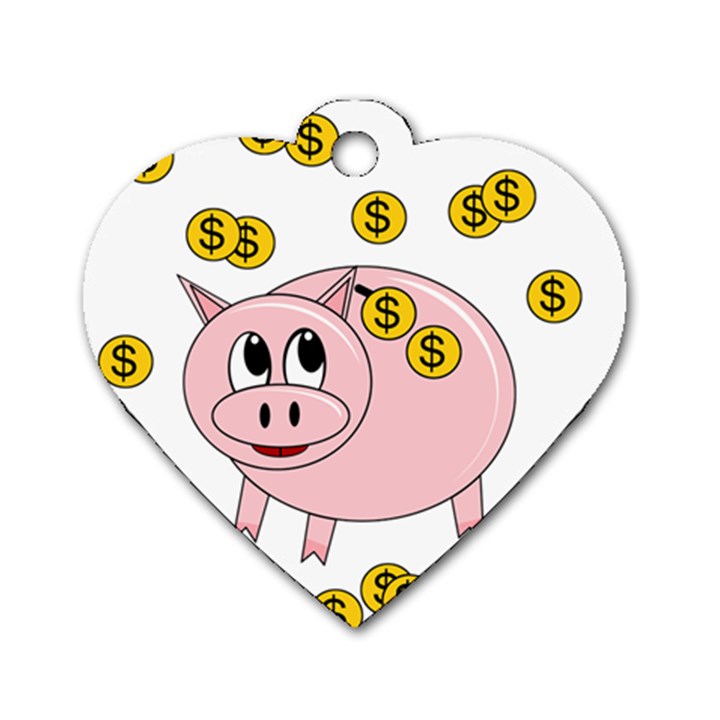 Piggy bank  Dog Tag Heart (Two Sides)