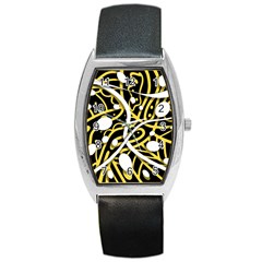 Yellow Movement Barrel Style Metal Watch by Valentinaart