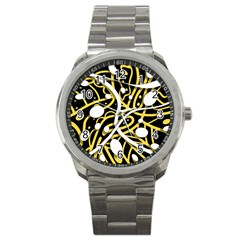 Yellow Movement Sport Metal Watch by Valentinaart