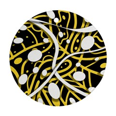 Yellow Movement Round Ornament (two Sides)  by Valentinaart