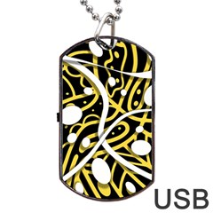 Yellow Movement Dog Tag Usb Flash (two Sides)  by Valentinaart