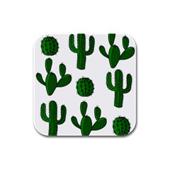 Cactuses Pattern Rubber Square Coaster (4 Pack)  by Valentinaart