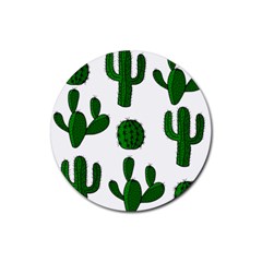 Cactuses Pattern Rubber Round Coaster (4 Pack)  by Valentinaart