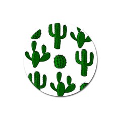 Cactuses Pattern Magnet 3  (round) by Valentinaart