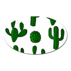 Cactuses Pattern Oval Magnet by Valentinaart