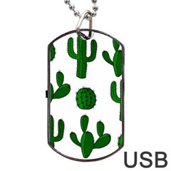 Cactuses Pattern Dog Tag Usb Flash (two Sides)  by Valentinaart