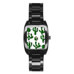 Cactuses Pattern Stainless Steel Barrel Watch by Valentinaart