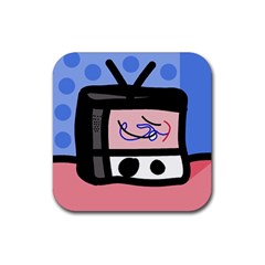 Old Television Rubber Coaster (square)  by Valentinaart