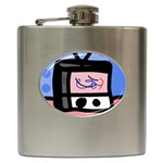 Old television Hip Flask (6 oz) Front