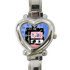 Old Television Heart Italian Charm Watch by Valentinaart