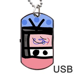 Old Television Dog Tag Usb Flash (one Side) by Valentinaart