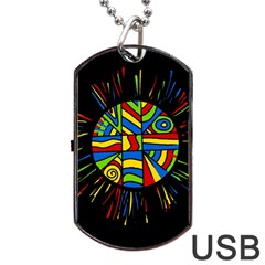 Colorful Bang Dog Tag Usb Flash (one Side) by Valentinaart