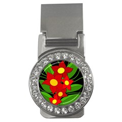 Red Flowers Money Clips (cz)  by Valentinaart