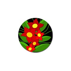 Red Flowers Golf Ball Marker by Valentinaart