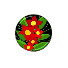 Red Flowers Hat Clip Ball Marker by Valentinaart