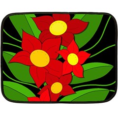 Red Flowers Double Sided Fleece Blanket (mini)  by Valentinaart