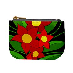 Red Flowers Mini Coin Purses by Valentinaart