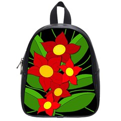 Red Flowers School Bags (small)  by Valentinaart