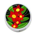 Red flowers 4-Port USB Hub (Two Sides)  Front