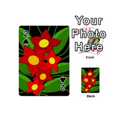 Red Flowers Playing Cards 54 (mini)  by Valentinaart