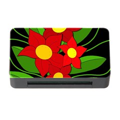 Red Flowers Memory Card Reader With Cf by Valentinaart