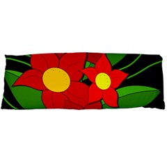 Red Flowers Body Pillow Case Dakimakura (two Sides) by Valentinaart