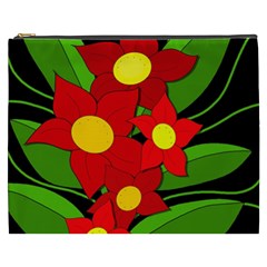 Red Flowers Cosmetic Bag (xxxl)  by Valentinaart