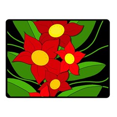 Red Flowers Double Sided Fleece Blanket (small) 