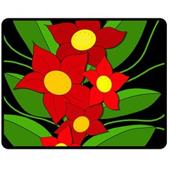 Red Flowers Double Sided Fleece Blanket (medium) 