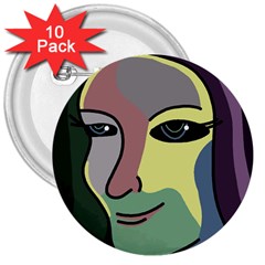 Lady 3  Buttons (10 Pack)  by Valentinaart