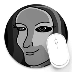 Lady - Gray Round Mousepads by Valentinaart