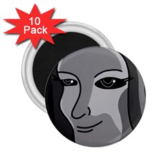 Lady - Gray 2 25  Magnets (10 Pack)  by Valentinaart