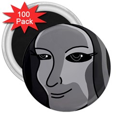 Lady - Gray 3  Magnets (100 Pack) by Valentinaart