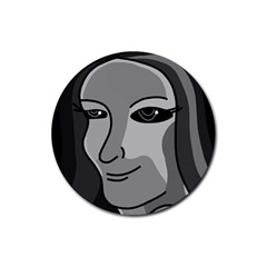 Lady - Gray Rubber Round Coaster (4 Pack)  by Valentinaart