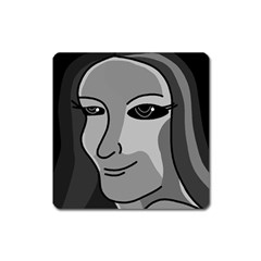 Lady - Gray Square Magnet by Valentinaart