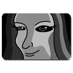 Lady - Gray Large Doormat  by Valentinaart