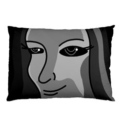 Lady - Gray Pillow Case (two Sides) by Valentinaart