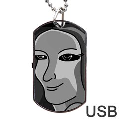 Lady - Gray Dog Tag Usb Flash (one Side)